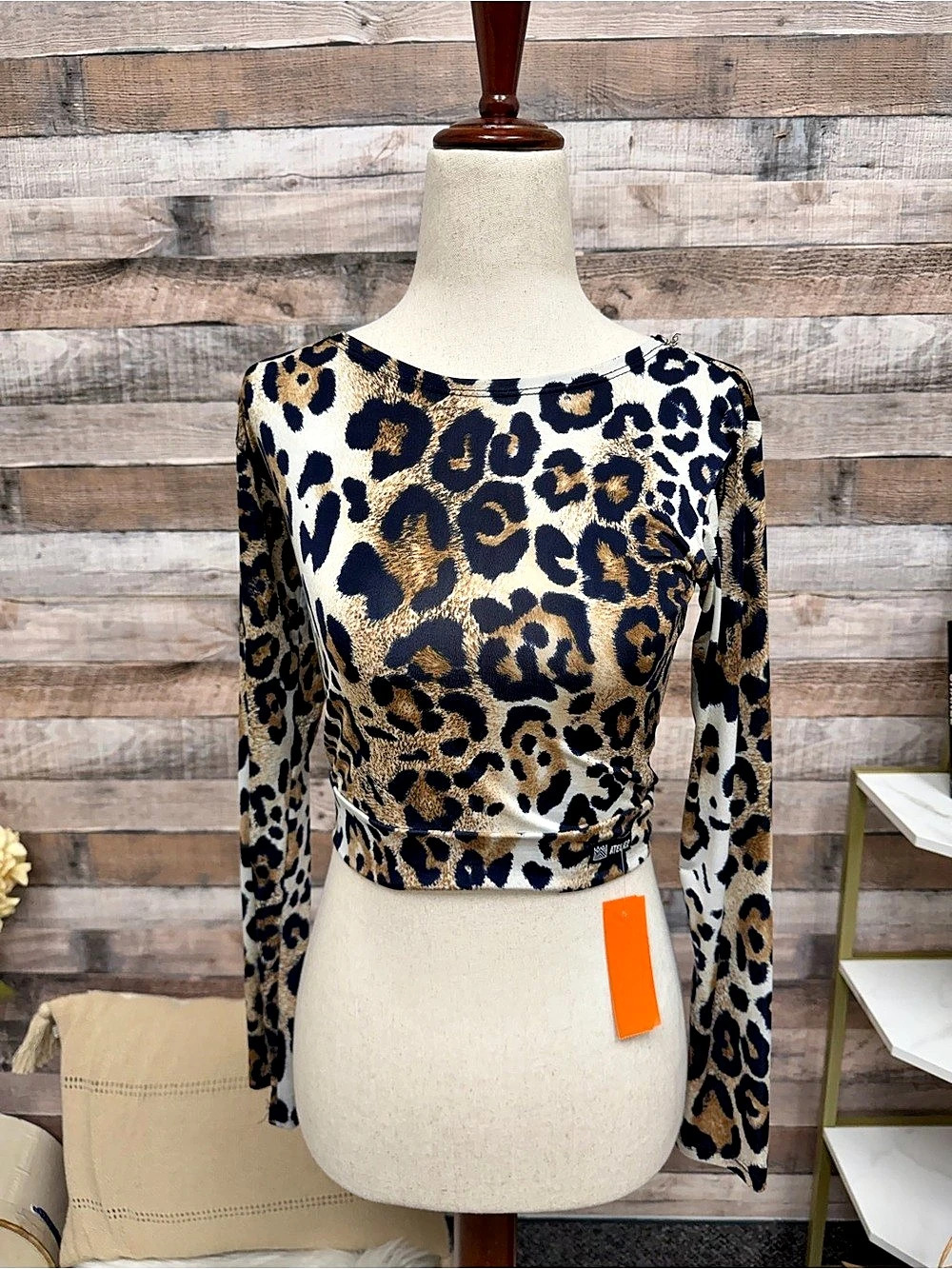Atelier animal print cropped long sleeve N/S